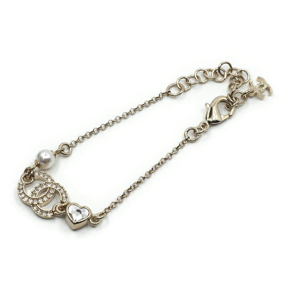 Chanel 25B Bracelet CC Logo Pearl Metal Gold — view 3