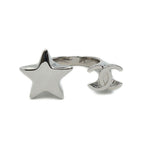 Chanel 26S Sterling CC Logo Ring Star Shape Metal Silver