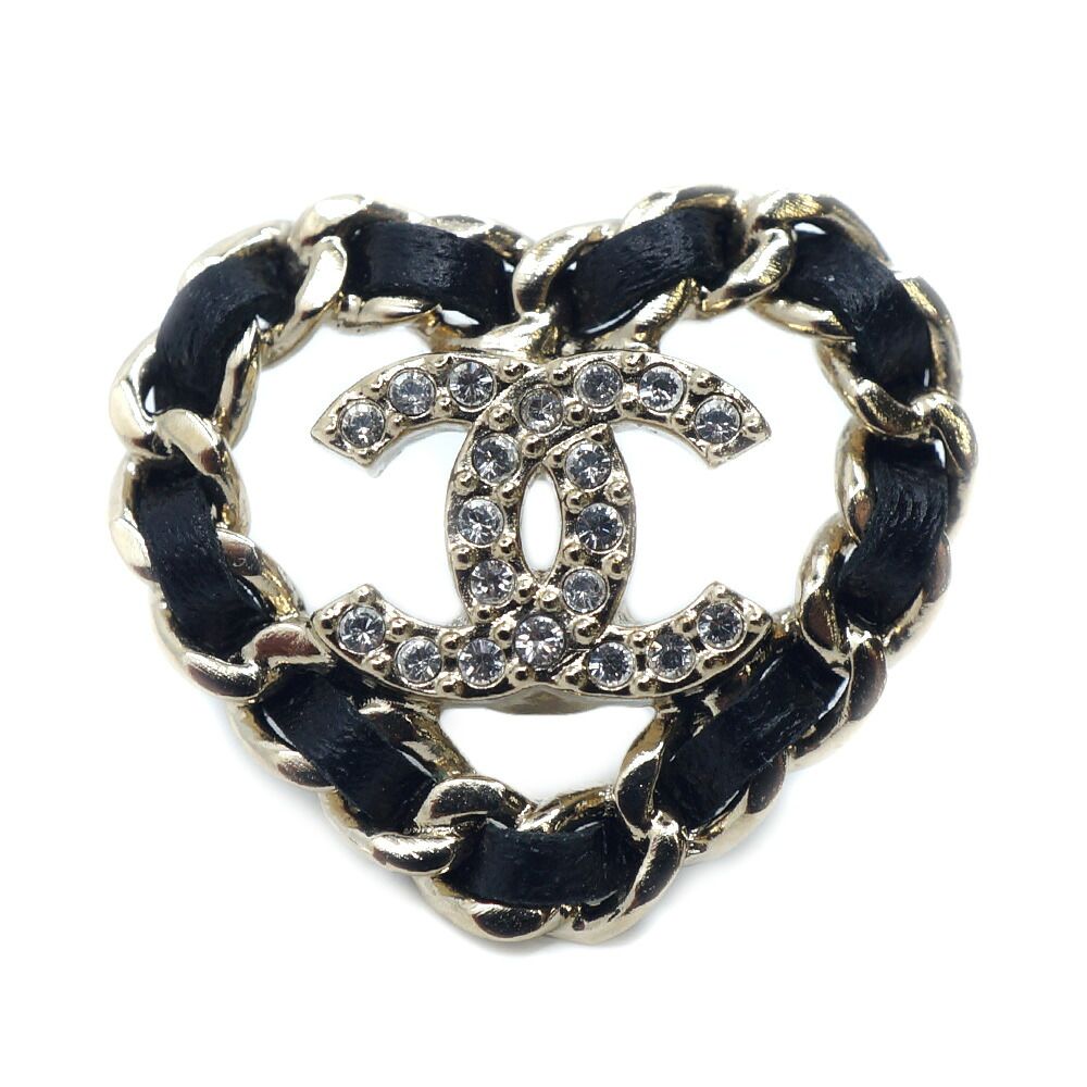 Chanel 25B Earrings Leather Chain Gold Black CC Logo Metal — view 5