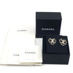 Chanel 25B Earrings Leather Chain Gold Black CC Logo Metal — view 7