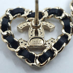 Chanel 25B Earrings Leather Chain Gold Black CC Logo Metal — view 3