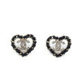 Chanel 25B Earrings Leather Chain Gold Black CC Logo Metal