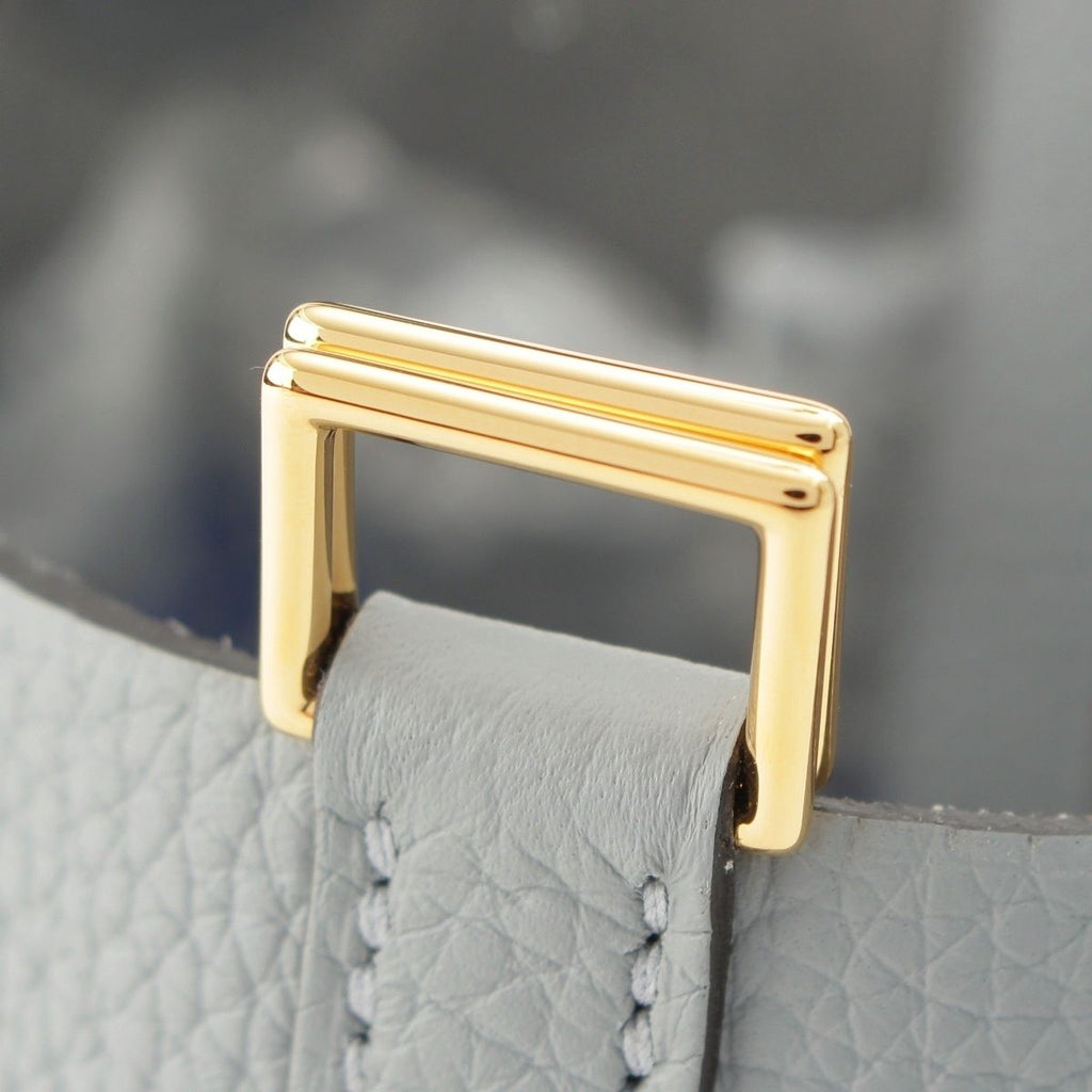 Hermes Picotin Lock 18 PM Taurillon Clemence Handbag Gray Pantin Gold — view 8