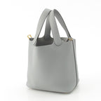 Hermes Picotin Lock 18 PM Taurillon Clemence Handbag Gray Pantin Gold — view 2
