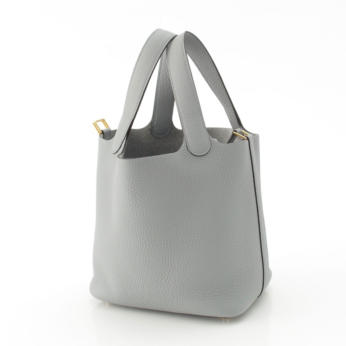 Hermes Picotin Lock 18 PM Taurillon Clemence Handbag Gray Pantin Gold — view 2