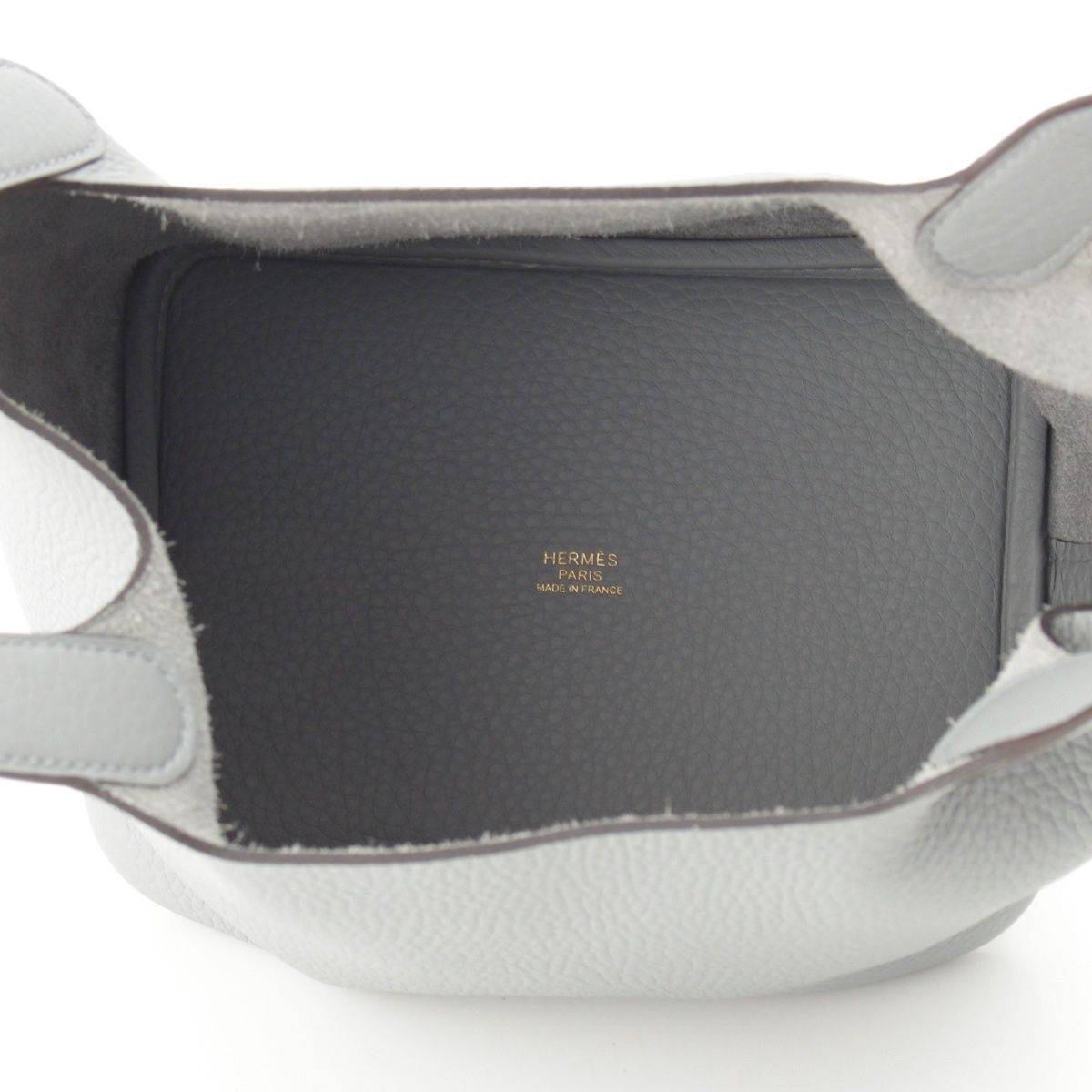 Hermes Picotin Lock 18 PM Taurillon Clemence Handbag Gray Pantin Gold — view 6