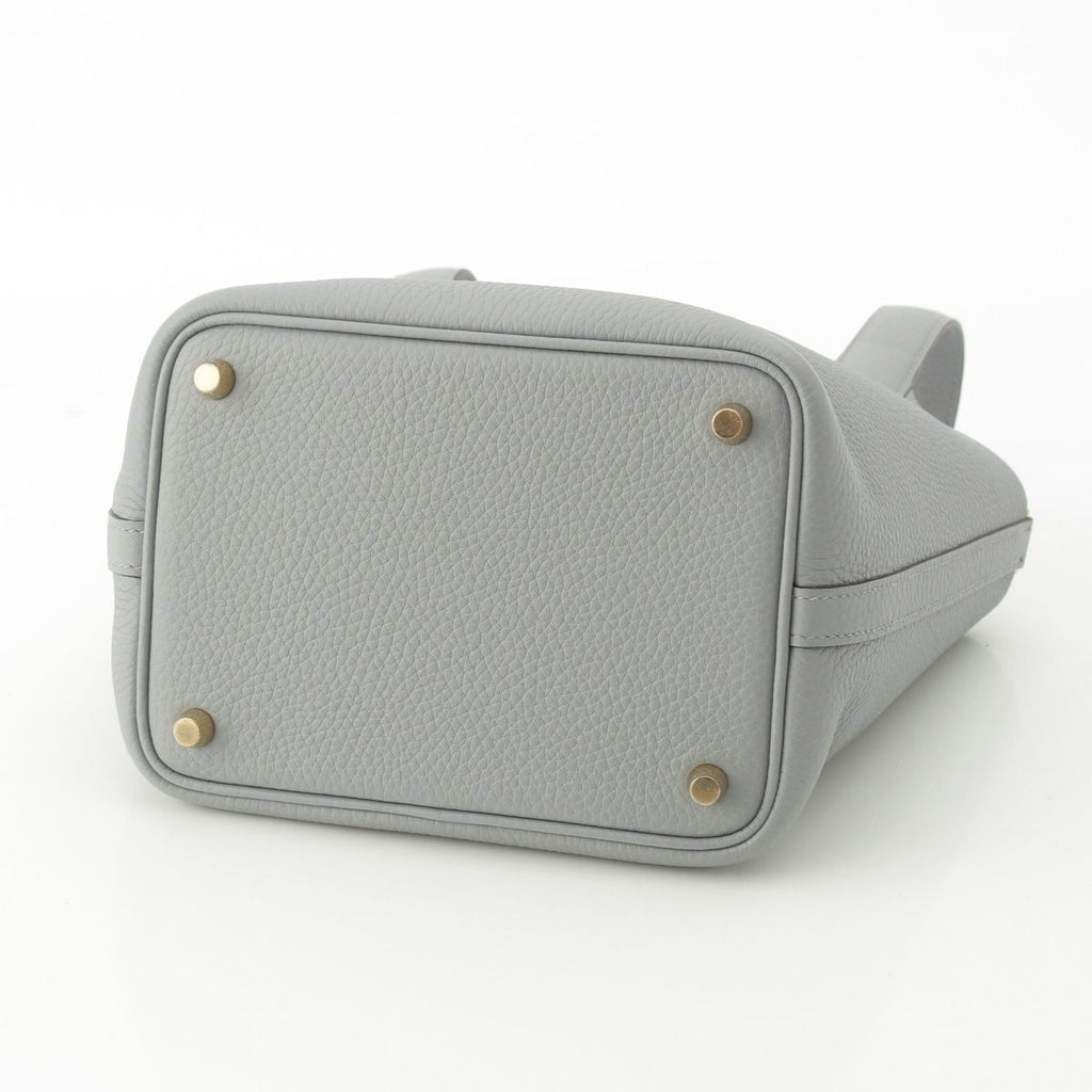 Hermes Picotin Lock 18 PM Taurillon Clemence Handbag Gray Pantin Gold — view 5