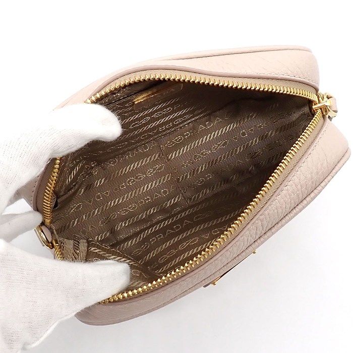 Prada Shoulder Bag Leather Nymphia Pink Beige Gold — view 5