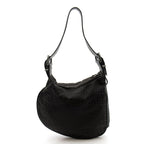 Fendi Zucchino Canvas Leather Shoulder Bag Black — view 4