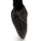 Fendi Zucchino Canvas Leather Shoulder Bag Black — view 3