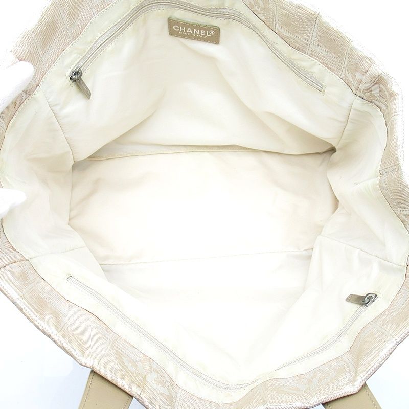 Chanel New Travel Line Tote Bag MM Nylon Leather Beige Gold — view 7