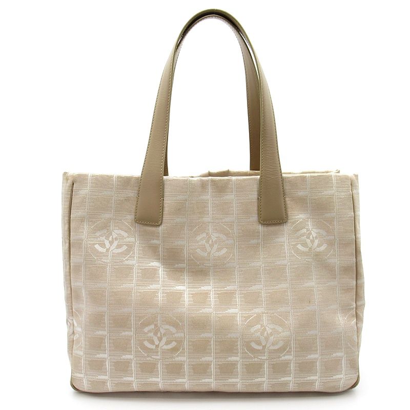 Chanel New Travel Line Tote Bag MM Nylon Leather Beige Gold — view 4