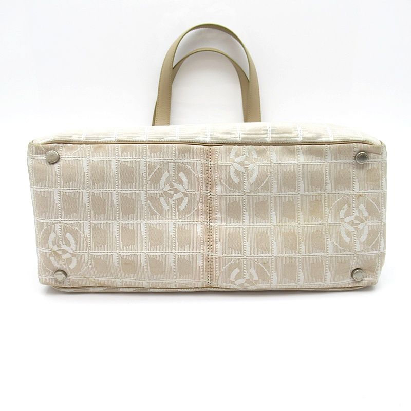 Chanel New Travel Line Tote Bag MM Nylon Leather Beige Gold — view 6