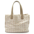 Chanel New Travel Line Tote Bag MM Nylon Leather Beige Gold