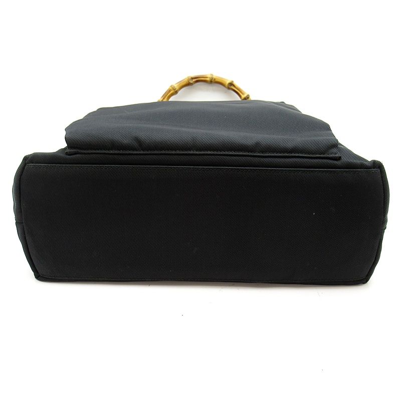 Gucci Bamboo 2-Way Handbag Nylon Leather Black — view 6