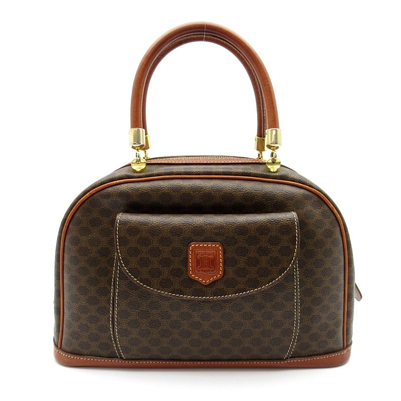 Celine Macadam Handbag Leather Brown
