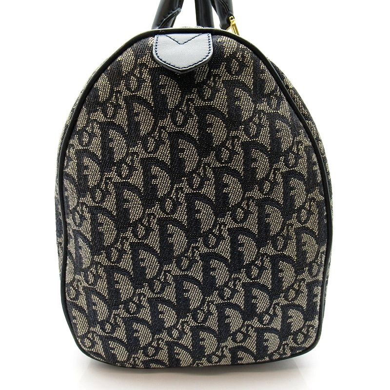 Dior Trotter Boston Bag Canvas Leather Navy — view 3