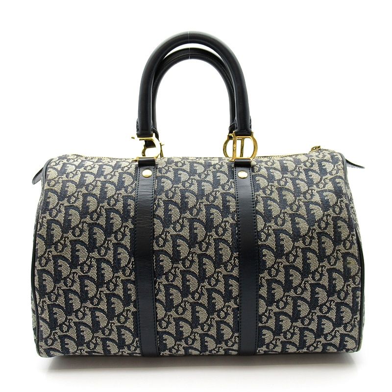 Dior Trotter Boston Bag Canvas Leather Navy — view 4
