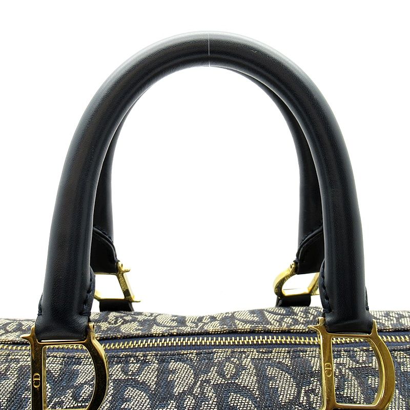 Dior Trotter Boston Bag Canvas Leather Navy — view 2