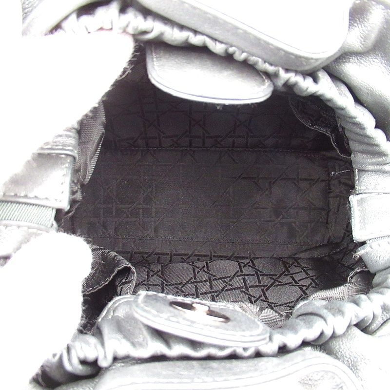 Dior Malice Pearl Handbag Leather Gray — view 7