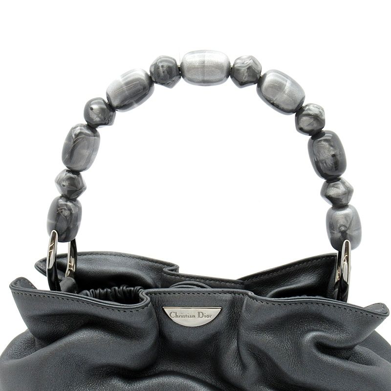 Dior Malice Pearl Handbag Leather Gray — view 2