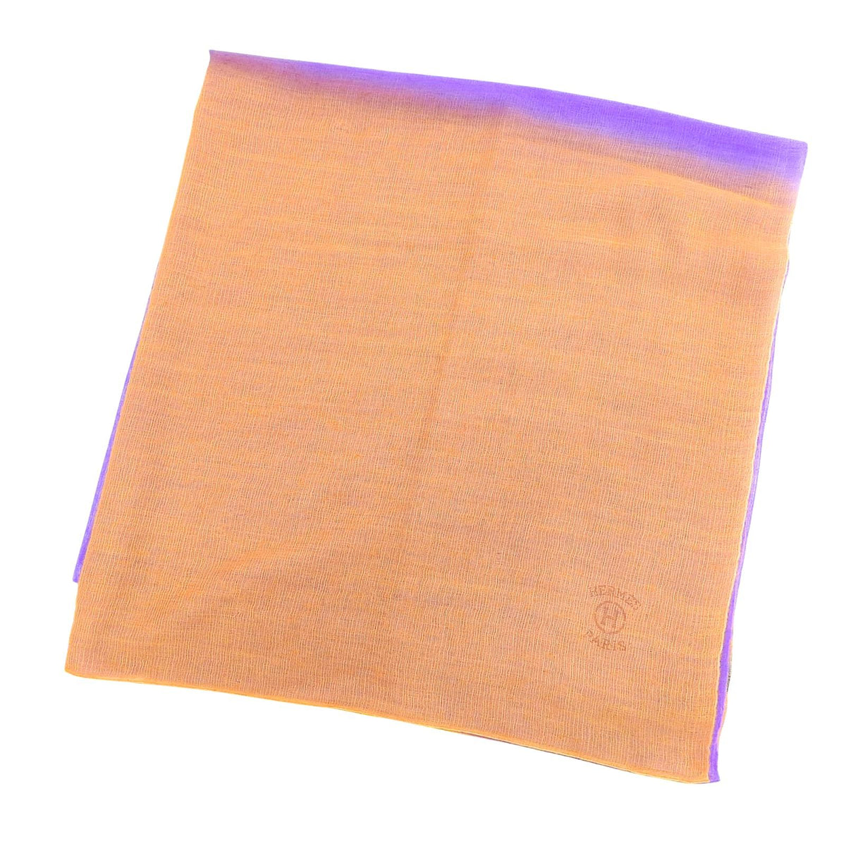Hermes Cashmere Silk Logo Large Shawl Orange Purple 205 Scarf