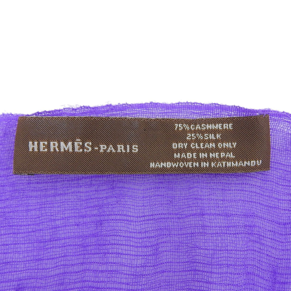 Hermes Cashmere Silk Logo Large Shawl Orange Purple 205 Scarf — view 8