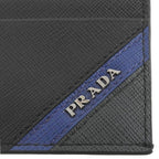 Prada Saffiano Leather Stripe Logo Business Card Case Black — view 7