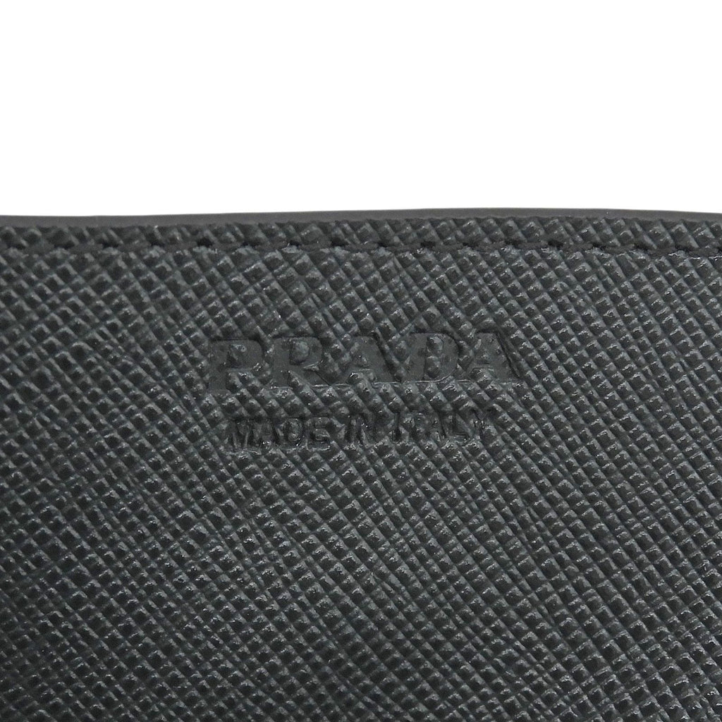 Prada Saffiano Leather Stripe Logo Business Card Case Black — view 8