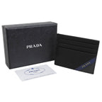 Prada Saffiano Leather Stripe Logo Business Card Case Black — view 2
