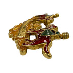 Hermes Vintage Metal Cloisonne Girl and Dog Brooch Gold Red Green — view 4