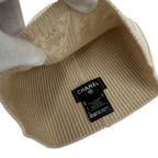 Chanel Cashmere 100% Logo Ribbed Knit Cap Beanie Beige Hat — view 5