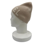 Chanel Cashmere 100% Logo Ribbed Knit Cap Beanie Beige Hat — view 2