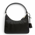 Prada Re Edition 2005 Re-Nylon Triangle Logo Handbag Black Silver — view 3