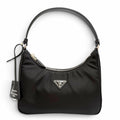 Prada Re Edition 2005 Re-Nylon Triangle Logo Handbag Black Silver