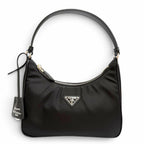 Prada Re Edition 2005 Re-Nylon Triangle Logo Handbag Black Silver