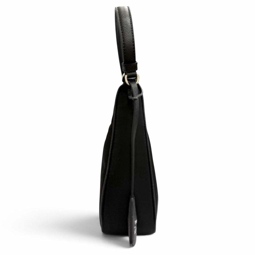 Prada Re Edition 2005 Re-Nylon Triangle Logo Handbag Black Silver — view 4