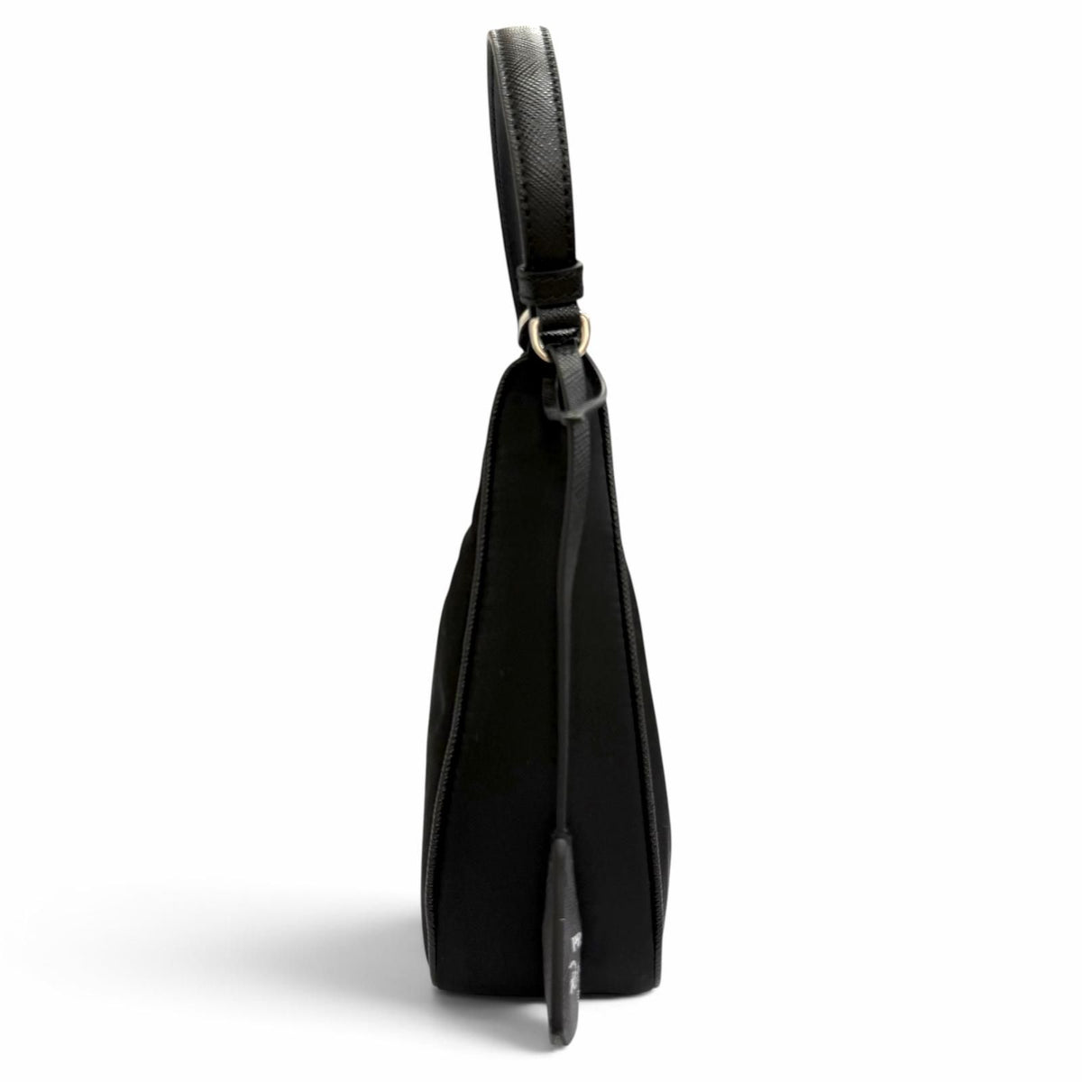 Prada Re Edition 2005 Re-Nylon Triangle Logo Handbag Black Silver — view 4