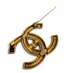 Chanel CC Logo Turnlock Design Brooch Gold — view 4