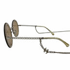 Chanel CC Logo Round Chain Glass Cord Sunglasses Silver Brown Demo Lens Eyewear — view 5