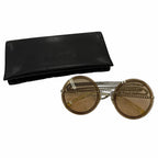 Chanel CC Logo Round Chain Glass Cord Sunglasses Silver Brown Demo Lens Eyewear — view 2