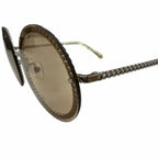 Chanel CC Logo Round Chain Glass Cord Sunglasses Silver Brown Demo Lens Eyewear — view 7