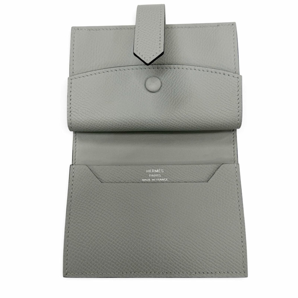 Hermes Bearn Mini Veau Epsom Blue Glacier Silver Compact Wallet — view 6