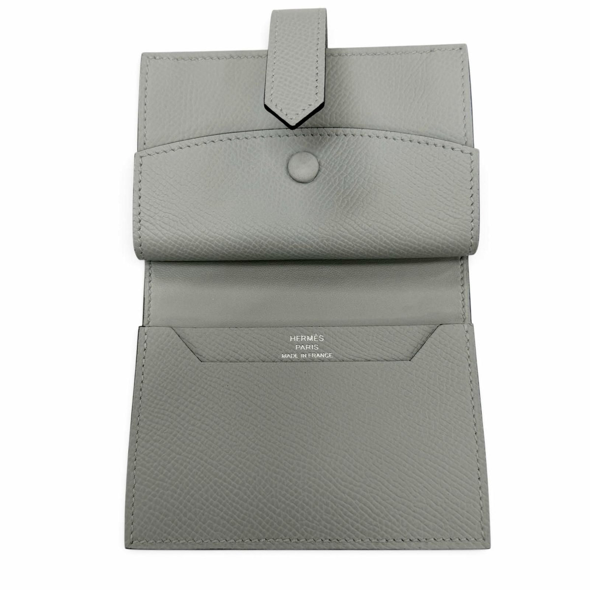 Hermes Bearn Mini Veau Epsom Blue Glacier Silver Compact Wallet — view 6