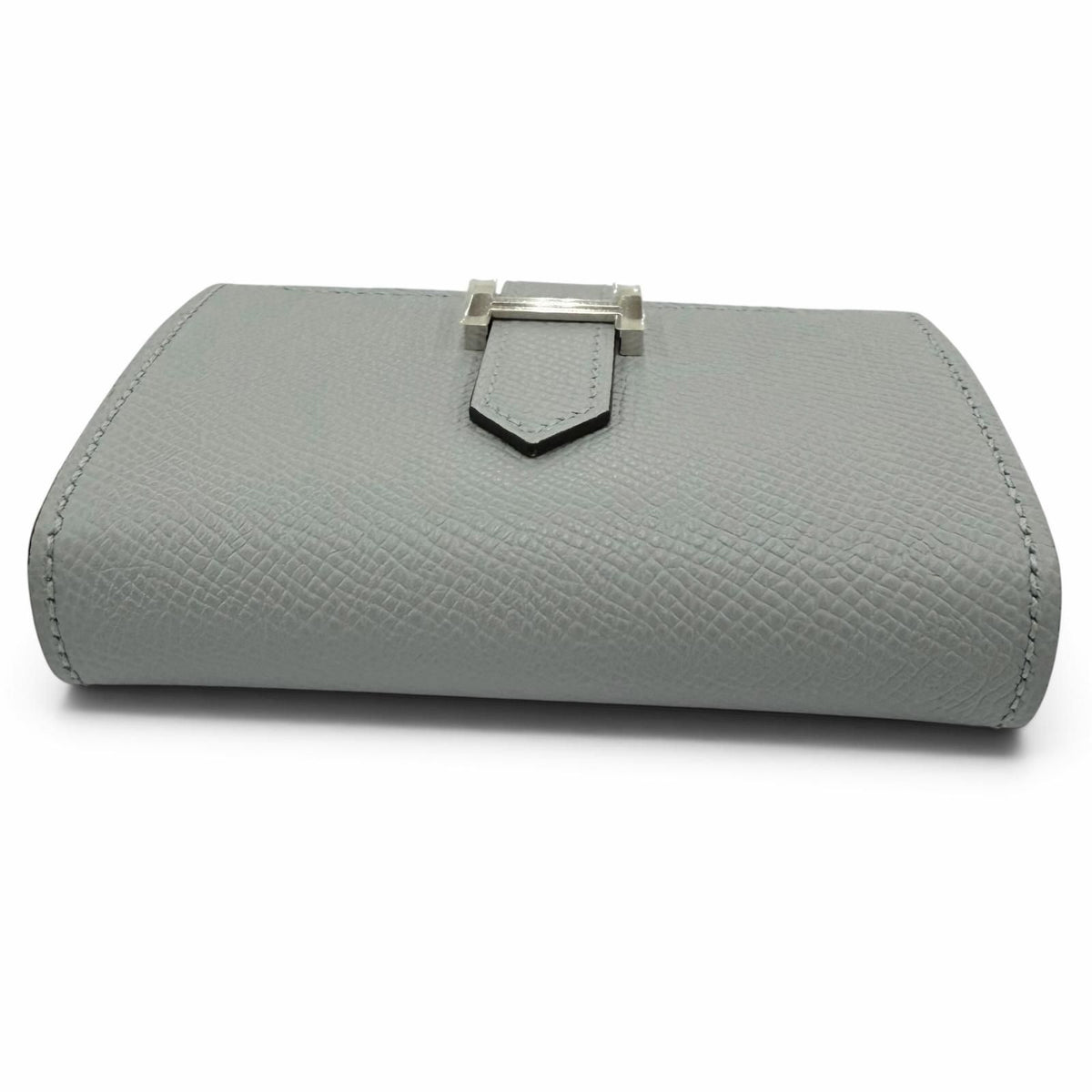 Hermes Bearn Mini Veau Epsom Blue Glacier Silver Compact Wallet — view 4