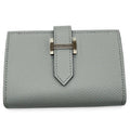 Hermes Bearn Mini Veau Epsom Blue Glacier Silver Compact Wallet