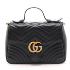 Gucci GG Marmont Small Top Handle Bag Black Leather Handbag