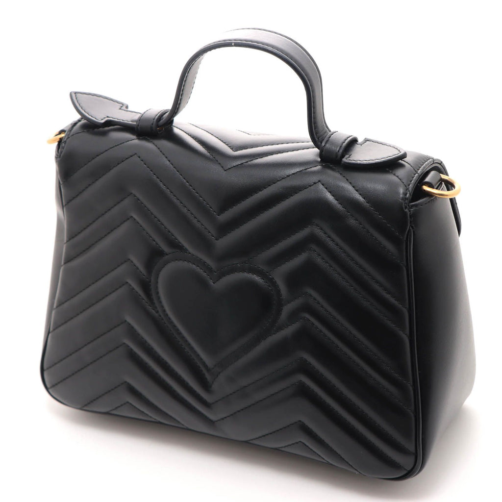 Gucci GG Marmont Small Top Handle Bag Black Leather Handbag — view 2