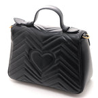 Gucci GG Marmont Small Top Handle Bag Black Leather Handbag — view 2