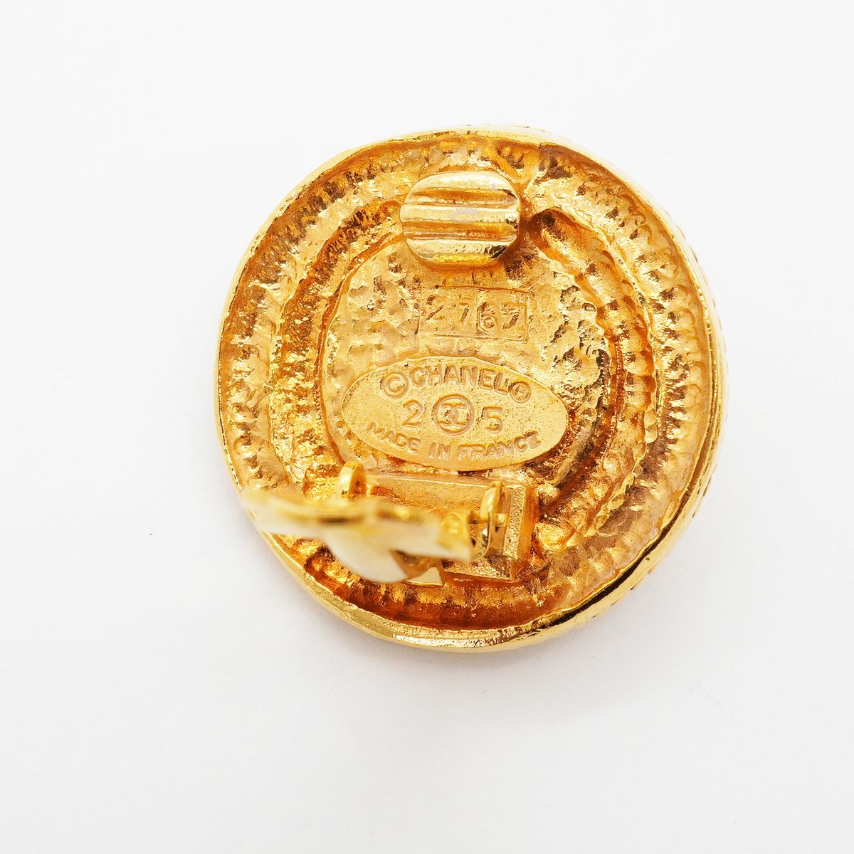 Chanel Earrings Vintage Round Circle Gold Plated Faux Pearl — view 5